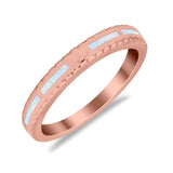 Wedding Rings Eternity Style Band Simulated Opal Round 925 Sterling Silver