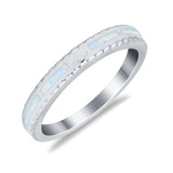 Wedding Rings Eternity Style Band Simulated Opal Round 925 Sterling Silver