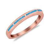 Wedding Band Rings Stackable Eternity Simulated Opal Round 925 Sterling Silver