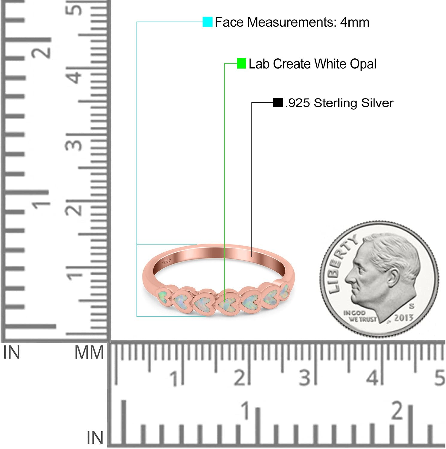 Sideways Heart Eternity Band Lab Created White Opal Band 925 Sterling Silver