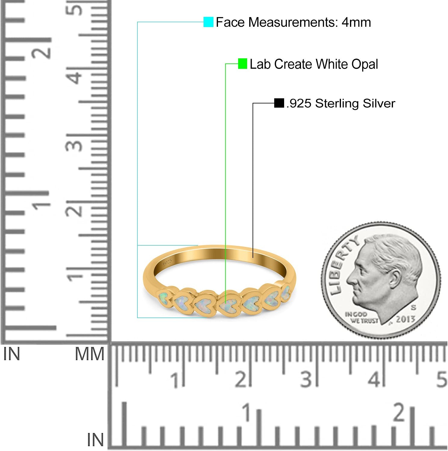 Sideways Heart Eternity Band Lab Created White Opal Band 925 Sterling Silver