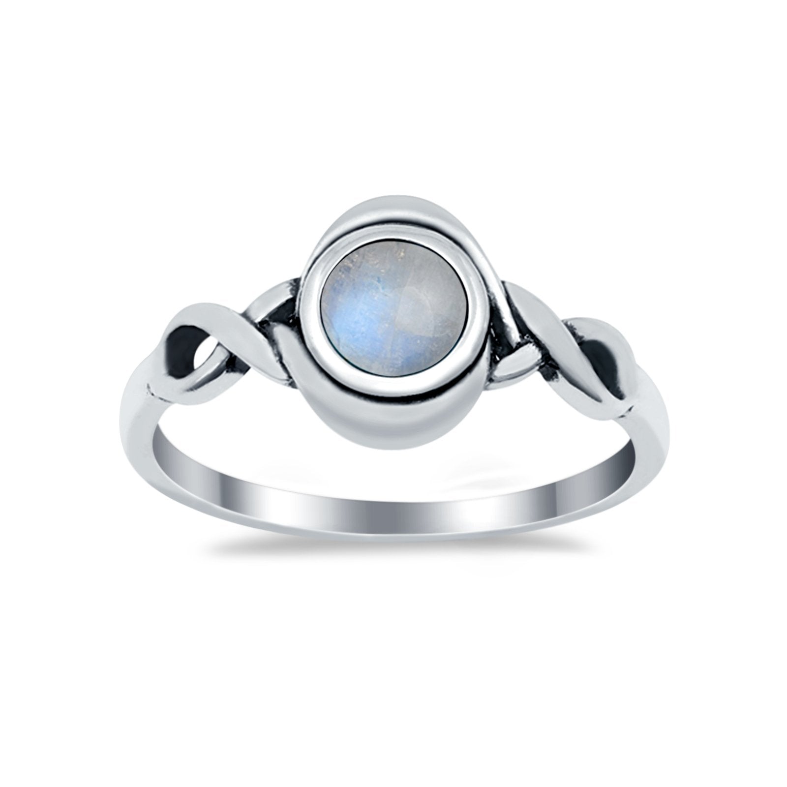 Celtic Trinity Ring Simulated Cubic Zirconia Infinity Shank 925 Sterling Silver