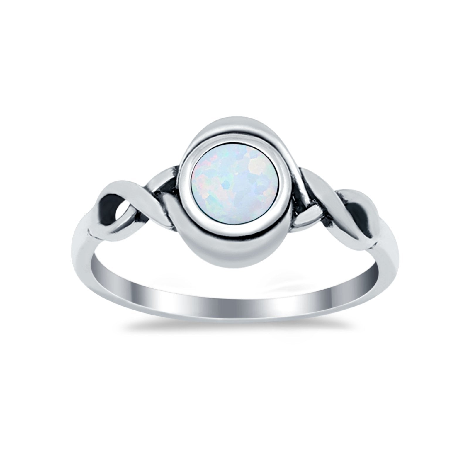 Celtic Trinity Ring Simulated Cubic Zirconia Infinity Shank 925 Sterling Silver