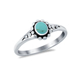 Bali Design Oxidized Style Lab Created Blue Opal Ring 925 Sterling Silver