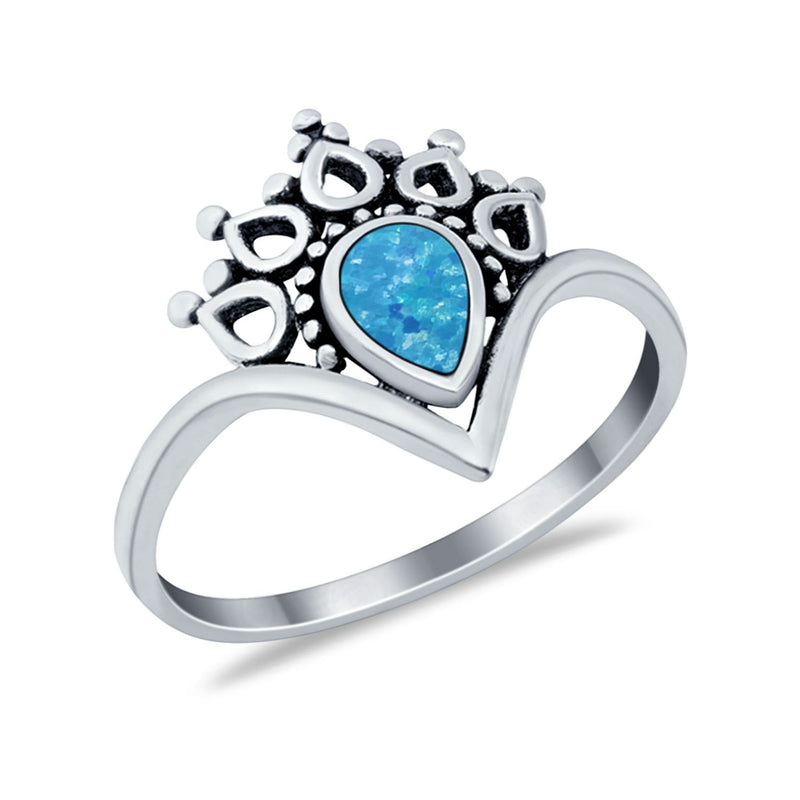 Chevron Midi Thumb Ring Teardrop Pear Simulated Cubic Zirconia 925 Sterling Silver