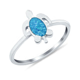 Turtle Ring Simulated Cubic Zirconia Opal 925 Sterling Silver