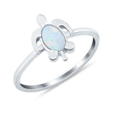Turtle Ring Simulated Cubic Zirconia Opal 925 Sterling Silver