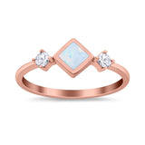 Fashion Thumb Ring Square Simulated Cubic Zirconia Opal 925 Sterling Silver