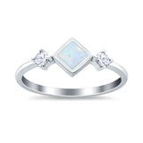 Fashion Thumb Ring Square Simulated Cubic Zirconia Opal 925 Sterling Silver