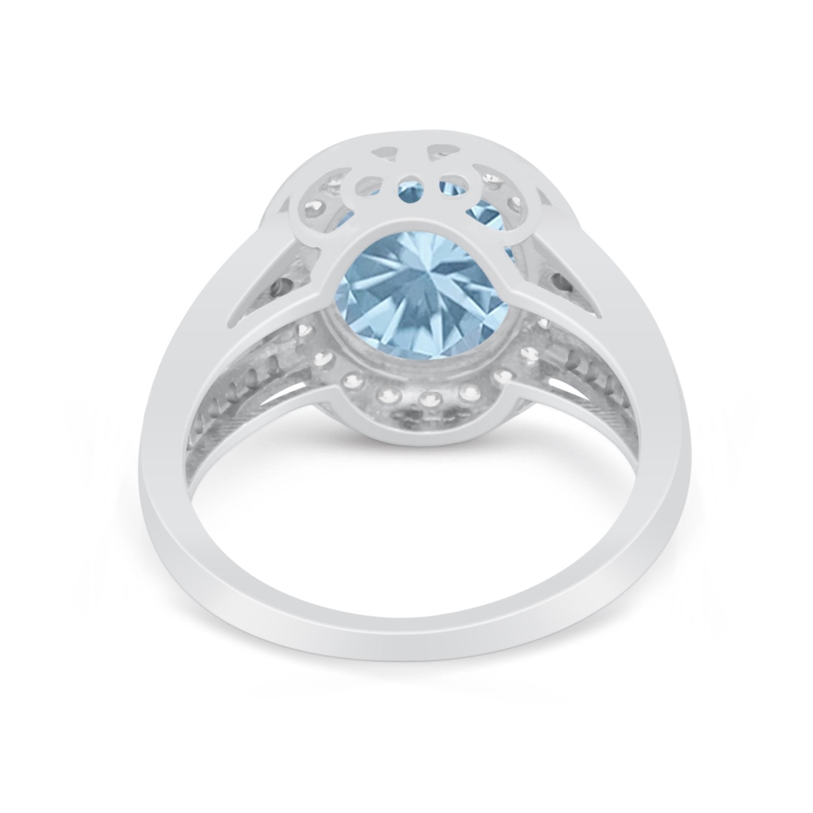 Art Deco Engagement Bridal Ring Simulated Cubic Zirconia 925 Sterling Silver