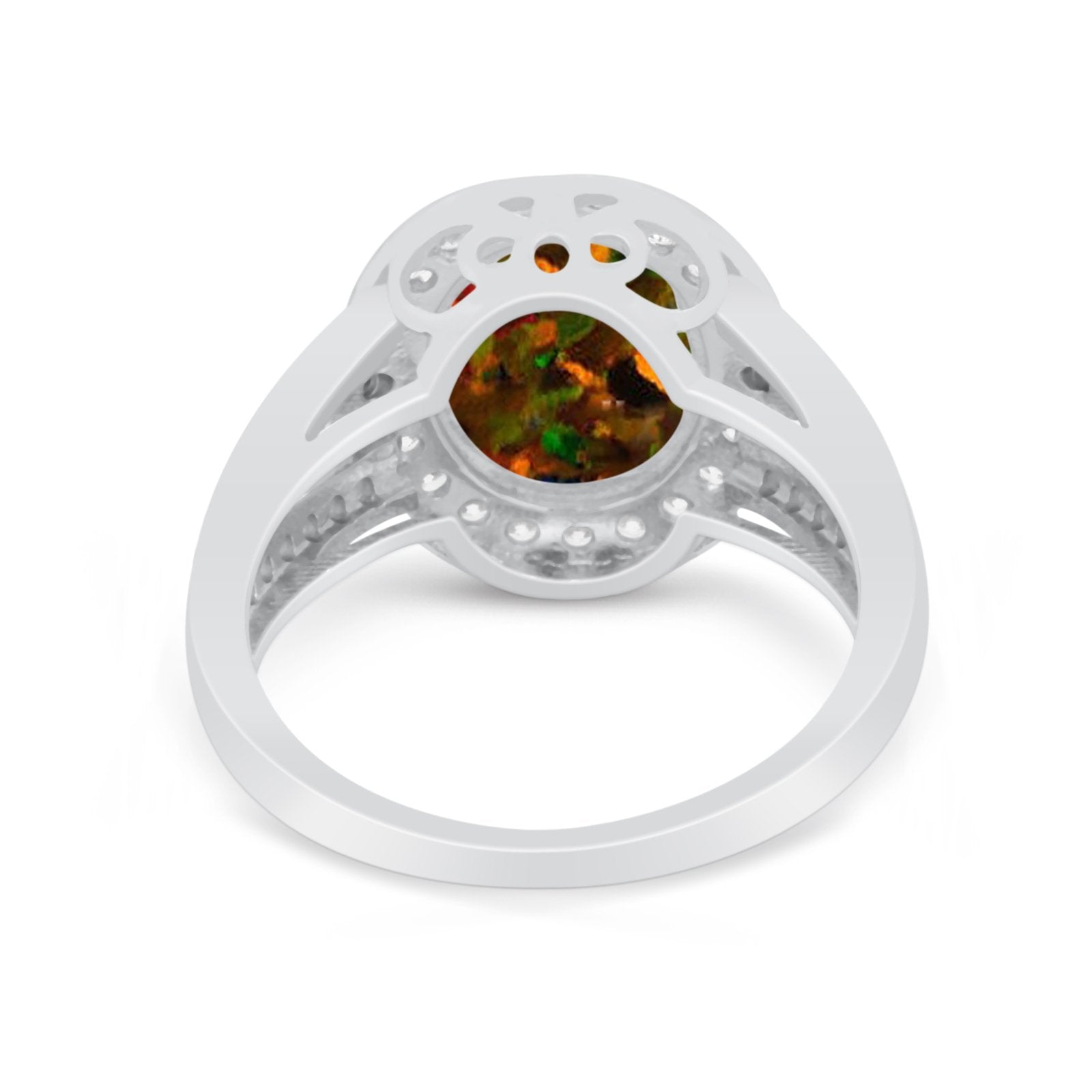 Art Deco Engagement Bridal Ring Simulated Cubic Zirconia 925 Sterling Silver