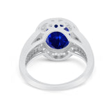 Art Deco Engagement Bridal Ring Simulated Cubic Zirconia 925 Sterling Silver