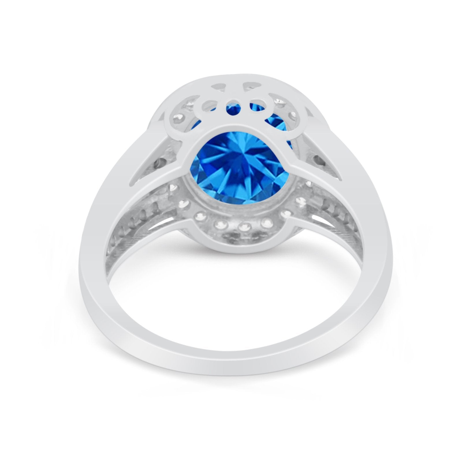 Art Deco Engagement Bridal Ring Simulated Cubic Zirconia 925 Sterling Silver