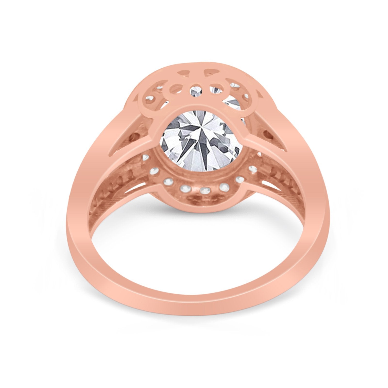 Art Deco Engagement Bridal Ring Simulated Cubic Zirconia 925 Sterling Silver