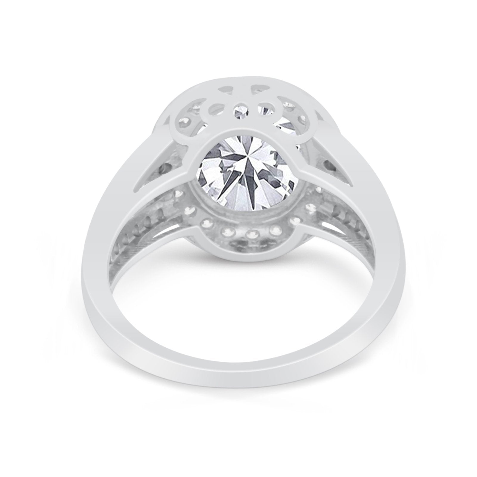 Art Deco Engagement Bridal Ring Simulated Cubic Zirconia 925 Sterling Silver