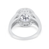 Art Deco Engagement Bridal Ring Simulated Cubic Zirconia 925 Sterling Silver