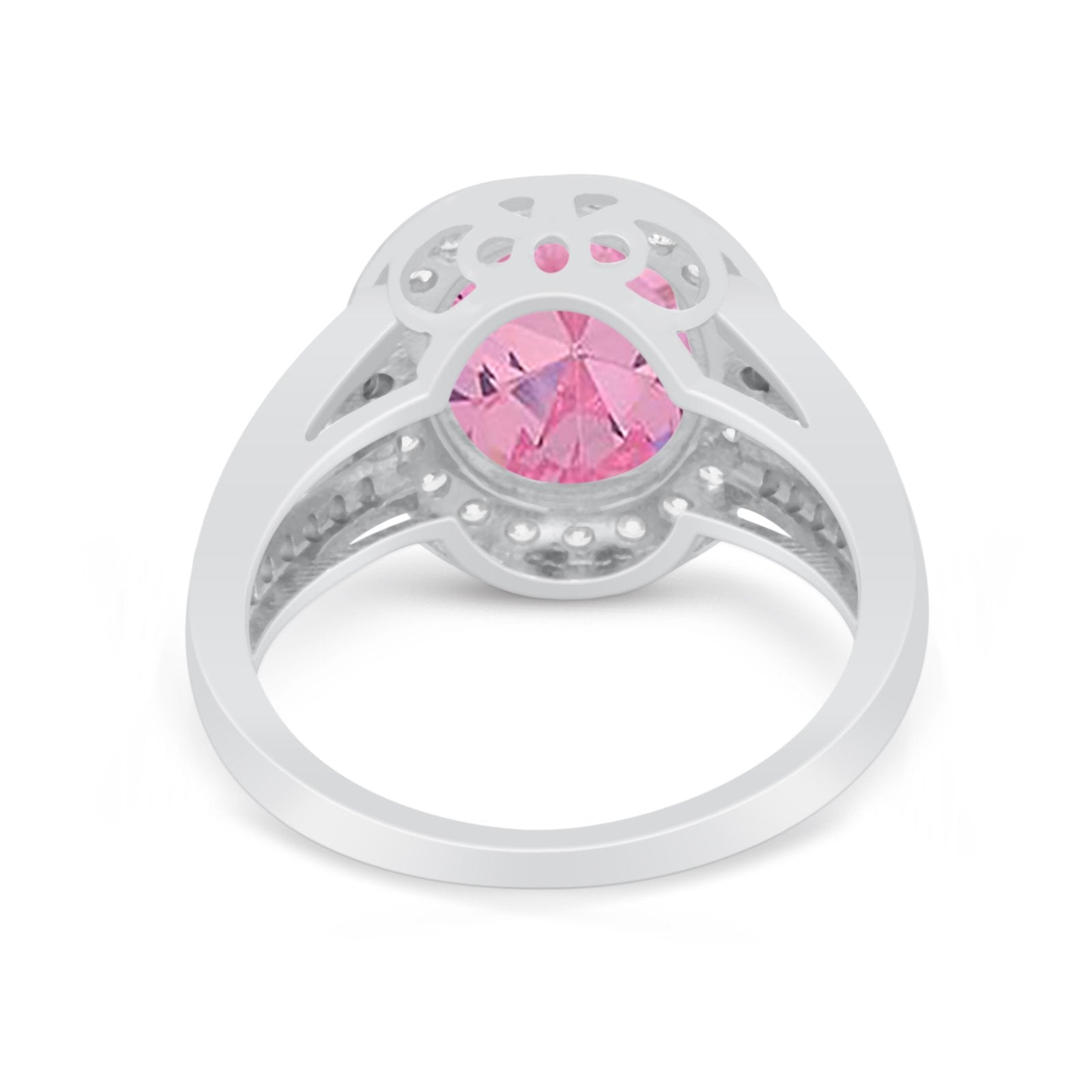Art Deco Engagement Bridal Ring Simulated Cubic Zirconia 925 Sterling Silver