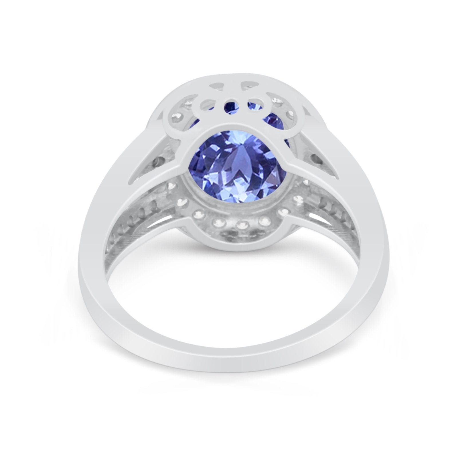 Art Deco Engagement Bridal Ring Simulated Cubic Zirconia 925 Sterling Silver