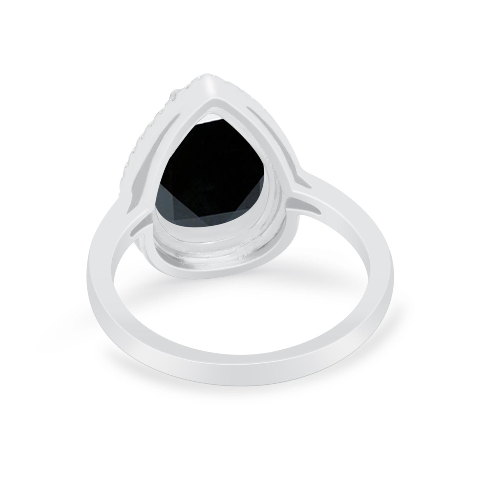 Halo Teardrop Wedding Ring Pear Simulated Cubic Zirconia 925 Sterling Silver