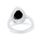 Halo Teardrop Wedding Ring Pear Simulated Cubic Zirconia 925 Sterling Silver