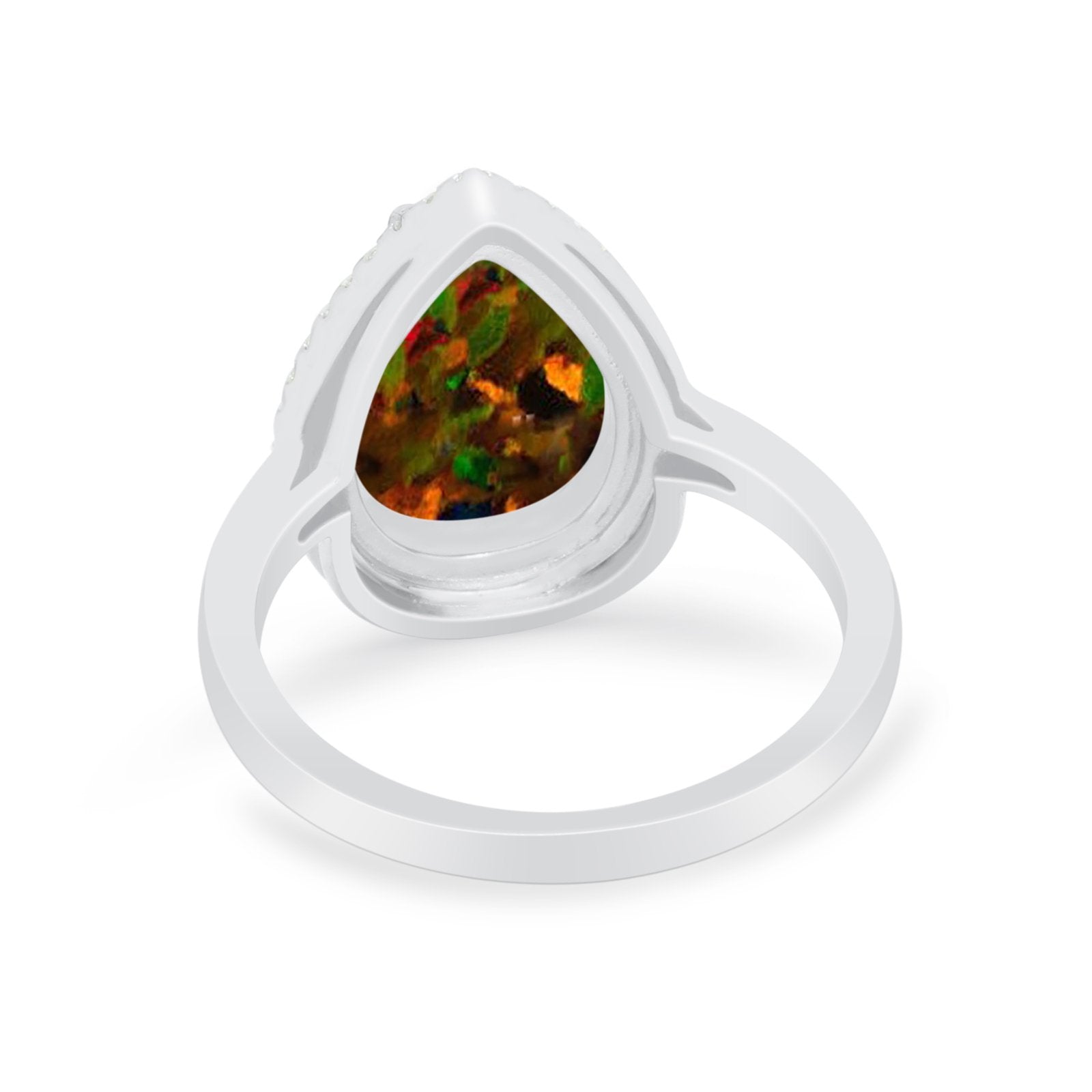 Halo Teardrop Wedding Ring Pear Simulated Cubic Zirconia 925 Sterling Silver