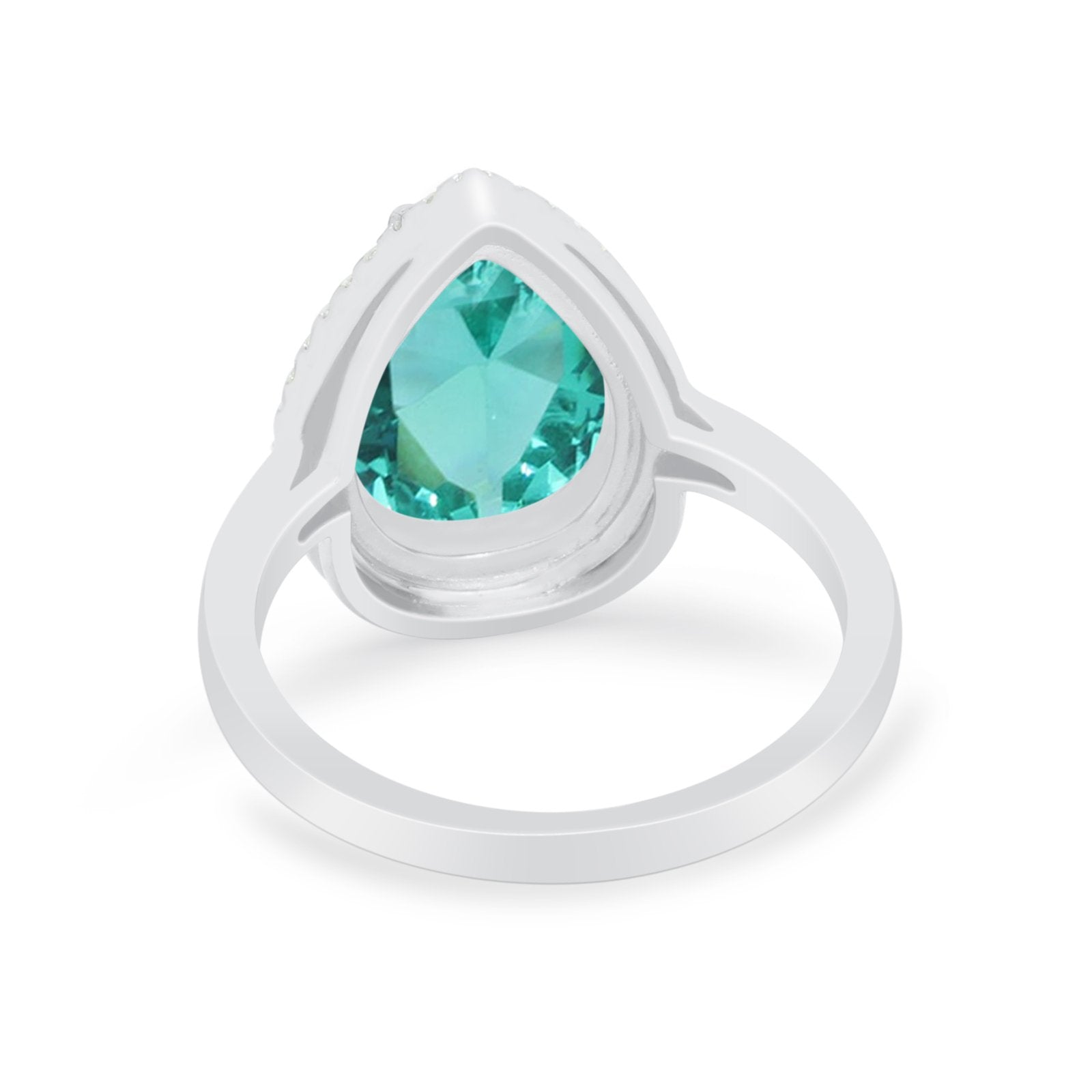 Halo Teardrop Wedding Ring Pear Simulated Cubic Zirconia 925 Sterling Silver