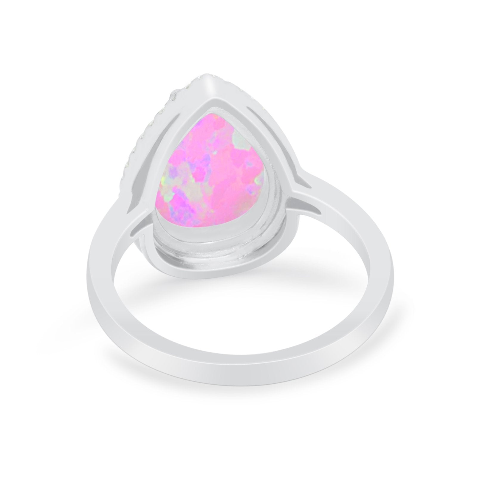 Halo Teardrop Wedding Ring Pear Simulated Cubic Zirconia 925 Sterling Silver