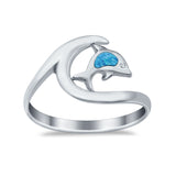 Summer Wave Dolphin Wave Ring Band Simulated Cubic Zirconia 925 Sterling Silver