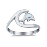 Summer Wave Dolphin Wave Ring Band Simulated Cubic Zirconia 925 Sterling Silver