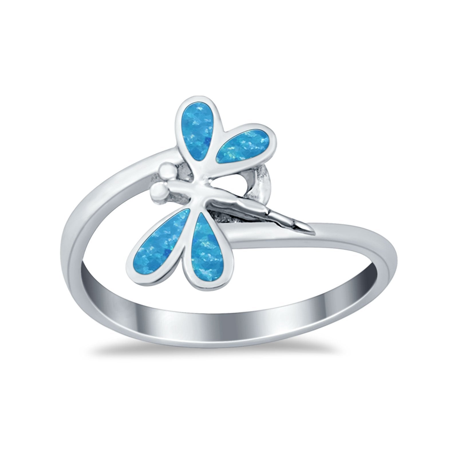Dragonfly Band Ring Simulated Cubic Zirconia 925 Sterling Silver