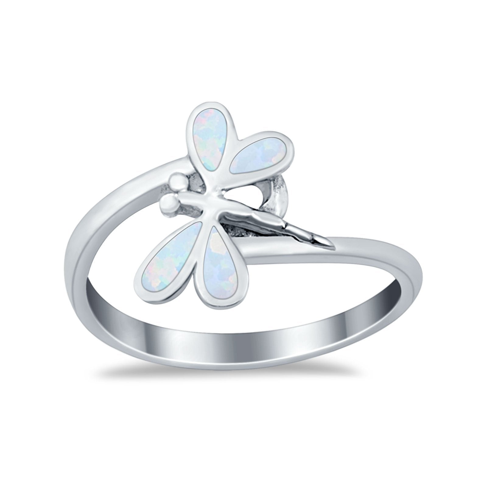 Dragonfly Band Ring Simulated Cubic Zirconia 925 Sterling Silver
