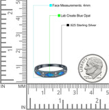 Half Eternity Lab Created Opal Wedding Ring Band Simulated Cubic Zirconia 925 Sterling Silver