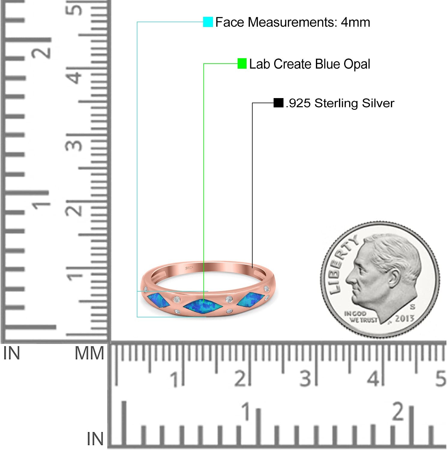 Half Eternity Lab Created Opal Wedding Ring Band Simulated Cubic Zirconia 925 Sterling Silver