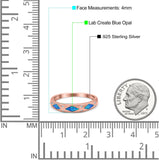 Half Eternity Lab Created Opal Wedding Ring Band Simulated Cubic Zirconia 925 Sterling Silver