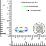 Half Eternity Lab Created Opal Wedding Ring Band Simulated Cubic Zirconia 925 Sterling Silver