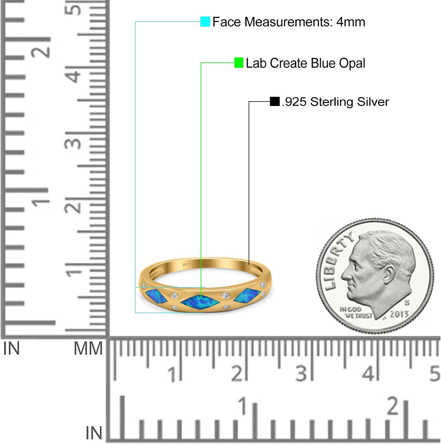 Half Eternity Lab Created Opal Wedding Ring Band Simulated Cubic Zirconia 925 Sterling Silver