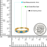 Half Eternity Lab Created Opal Wedding Ring Band Simulated Cubic Zirconia 925 Sterling Silver