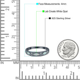 Half Eternity Lab Created Opal Wedding Ring Band Simulated Cubic Zirconia 925 Sterling Silver