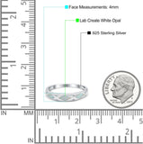 Half Eternity Lab Created Opal Wedding Ring Band Simulated Cubic Zirconia 925 Sterling Silver