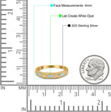 Half Eternity Lab Created Opal Wedding Ring Band Simulated Cubic Zirconia 925 Sterling Silver