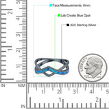 Criss Cross V Shape Ring Band Lab Created Opal 925 Sterling Silver (6mm)