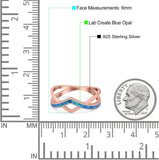 Criss Cross V Shape Ring Band Lab Created Opal 925 Sterling Silver (6mm)