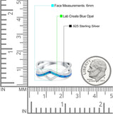 Criss Cross V Shape Ring Band Lab Created Opal 925 Sterling Silver (6mm)