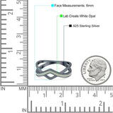 Criss Cross V Shape Ring Band Lab Created Opal 925 Sterling Silver (6mm)