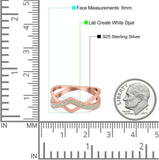 Criss Cross V Shape Ring Band Lab Created Opal 925 Sterling Silver (6mm)