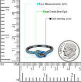 Knot Ring Band Lab Created Opal 925 Sterling Silver (7mm)