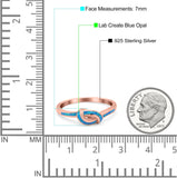 Knot Ring Band Lab Created Opal 925 Sterling Silver (7mm)