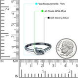 Knot Ring Band Lab Created Opal 925 Sterling Silver (7mm)