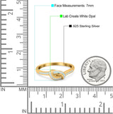 Knot Ring Band Lab Created Opal 925 Sterling Silver (7mm)