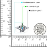 Turtle Ring Band Lab Created Opal 925 Sterling Silver (13mm)